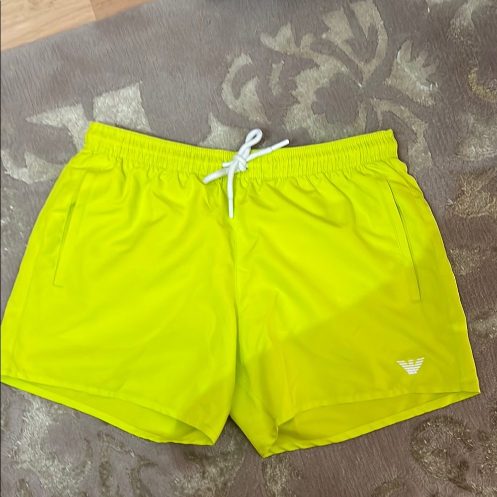 Emporio Armani Fluorescent Yellow Swim Trunks